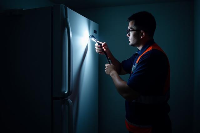 Notdiensttechniker mit Taschenlampe